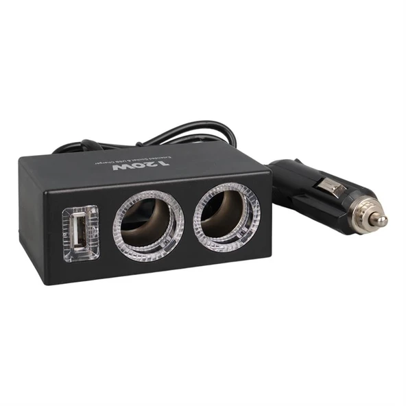 Olesson 1522 12-24V 120 Watt 2'Li Araç Çakmak Çoklayıcı - 2