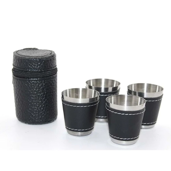 Deri Kılıflı 4'Lü Shot Bardak Seti - 2