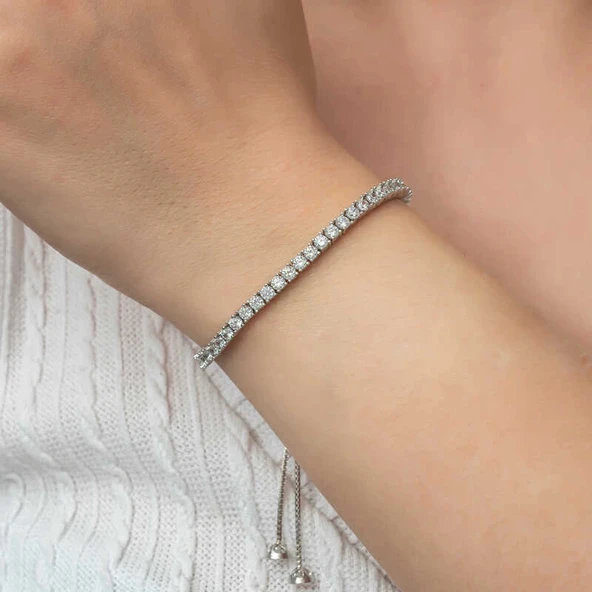 Gümüş Su Yolu Asansörlü Kadın Bileklik - Resim 3