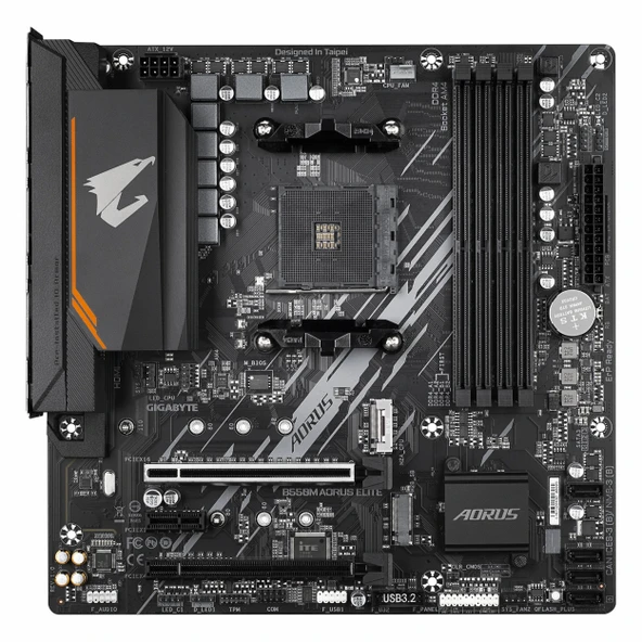 Gigabyte B550M Aorus Elite DDR4 (4733MHz)OC M.2 DVI/HDMI PCIe 4.0 AM4 mATX Anakart - Resim 2