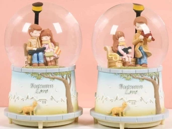 Sonbahar Sevgili Kar Küresi Orta Boy Dekoratif Hediyelik ürün görseli 1