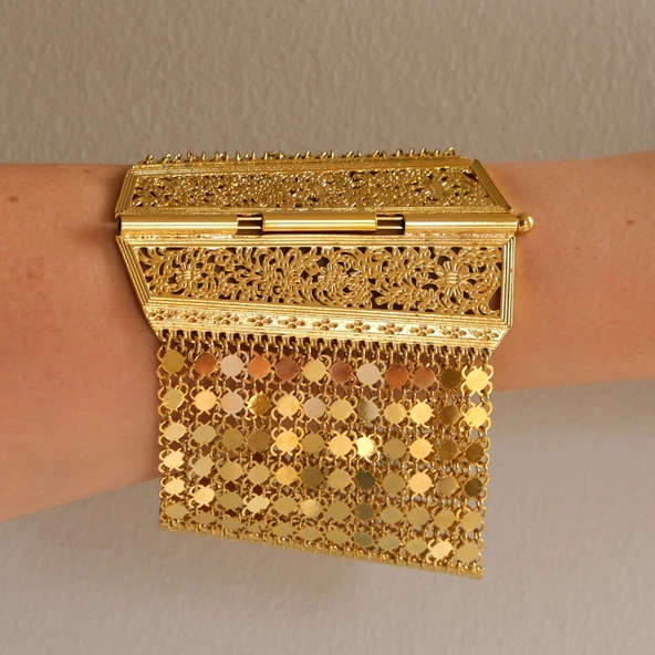 Altın Kaplama İmitasyon Urfa Akıtma Desenli Bilezik BLZ-3129 - Resim 2