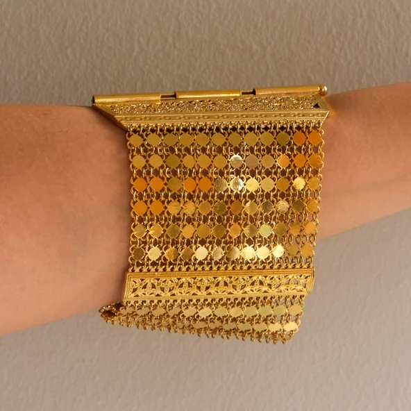 Altın Kaplama İmitasyon Urfa Akıtma Desenli Bilezik BLZ-3129 - Resim 3