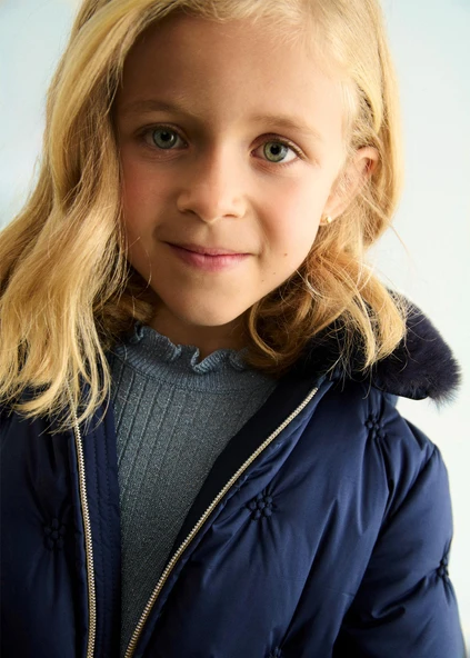 Mayoral Abel&Lula Kız Çocuk Kürk Kapşonlu Uzun Mıont - Resim 5