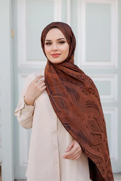 Etro Desen Premium Şal Fındık Kabuğu - Resim 5