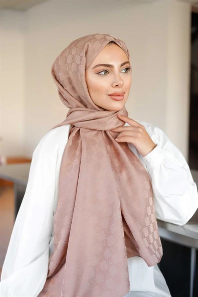 Dama Desen Şal Vizon - Resim 2