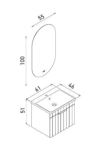 Orka Procida 60 cm Mat Beyaz Banyo Dolabı Alt Modül Lavabo - Resim 3
