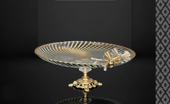 Efegil Tropik Mix Gold 32x32cm Cam Kek Servis Standı Ayaklı