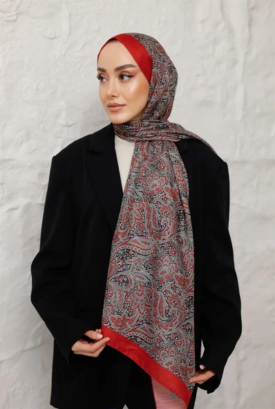 Etnik Desen Larisa Şal Kırmızı ürün görseli