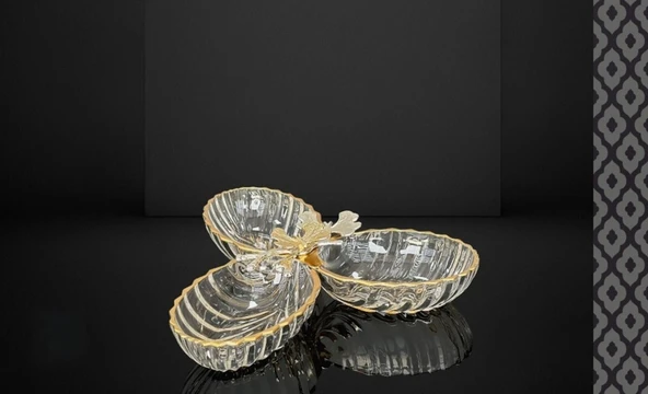 Efegil Tropik Mix Gold 26x26x7cm Cam 3Lü Çerezlik