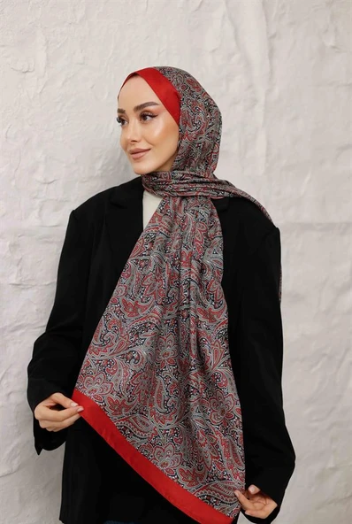 Etnik Desen Larisa Şal Kırmızı - Resim 5