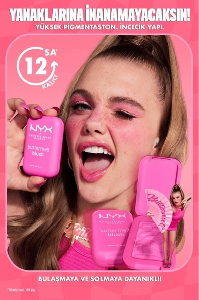 NYX Professional Makeup Buttermelt Blush Kremsi Pembe Pudra Allık - 01 My Butta Half - 3