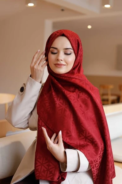 İpeksi Jakar Deluxe Şal Bordo - 6