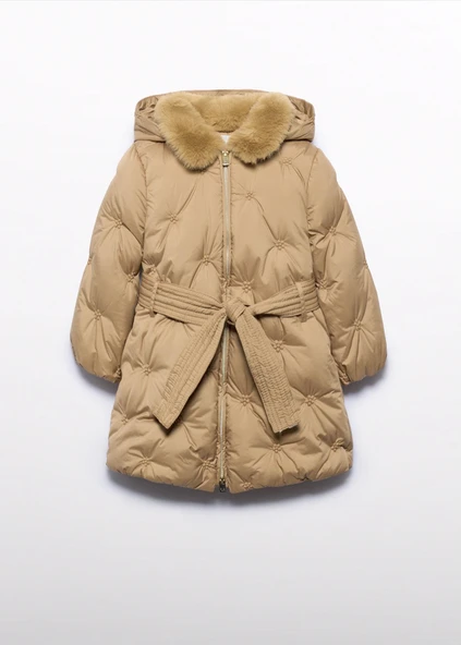 Mayoral Abel&Lula Kız Çocuk Kürk Kapşonlu Uzun Mıont - Resim 2