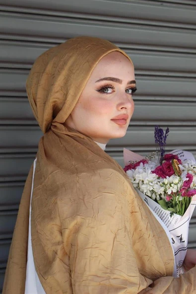 Bambu Kraş Şal Sütlü Kahve 168 - Resim 3