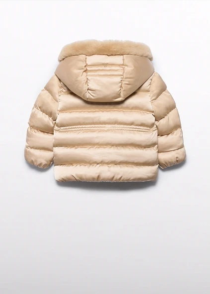 Mayoral Abel&Lula Kız Çocuk Kürk Kapşonlu Kısa Mont - Resim 3