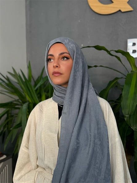 Yaprak Desen Şal Antrasit