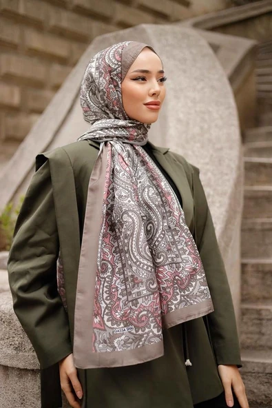 Etnik Desen Lotus Şal Vizon - 6