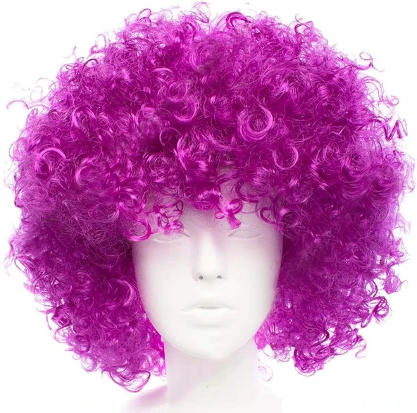 Koyu Mor Renk Violet Afro Bonus Saç Peruk ürün görseli 1