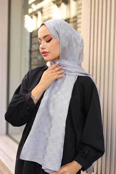 Dama Desen Şal Gri - 5