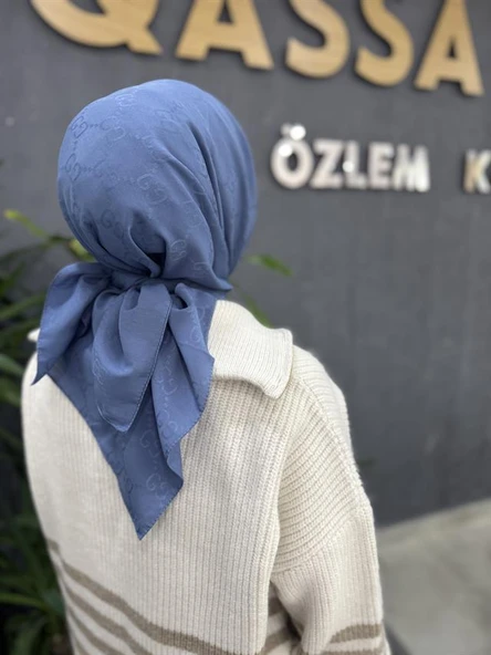 G Desen Eşarp Açık İndigo