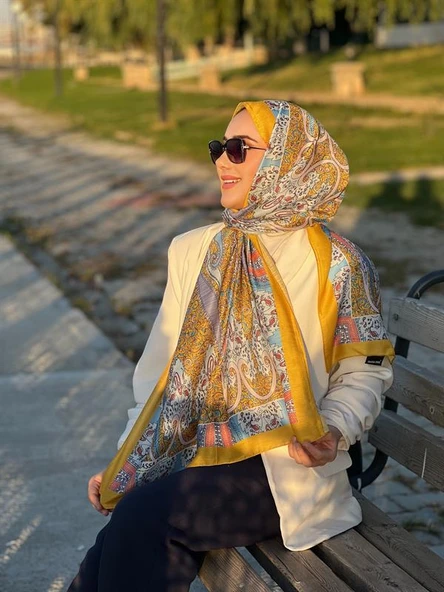 Etnik Desen Queen Şal Olive - Resim 2