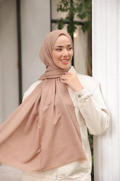 B Desen Şal Sütlü Kahve - Resim 3