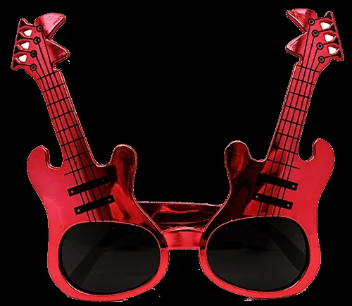 Kırmızı Renk Rockn Roll Gitar Şekilli Parti Gözlüğü 15x15 cm ürün görseli 1