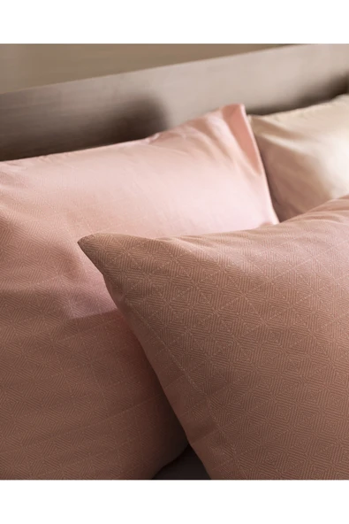 Odette 2'li %100 Pamuk Ranforce Yastık Kılıfı - Pudra - Resim 3