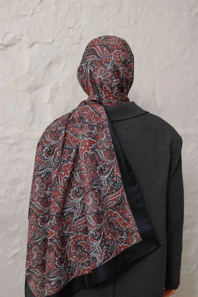 Etnik Desen Larisa Şal Kırmızı Siyah ürün görseli
