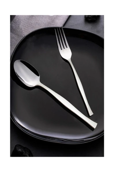 Nehir Zarif Sade 12 Kişilik 72 Parça Çatal Kaşık Bıçak Takımı Gri - 2