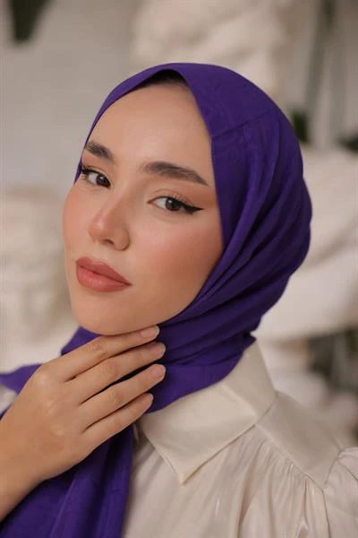 D Desen Şal Mor - Resim 3