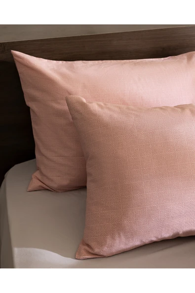 Odette 2'li %100 Pamuk Ranforce Yastık Kılıfı - Pudra - Resim 2