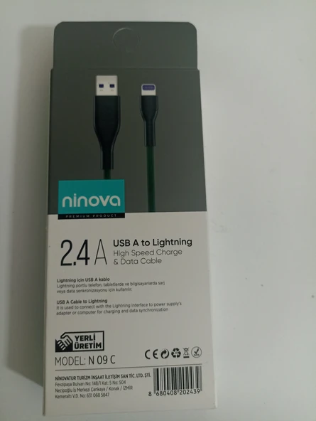 Ninova N19C 2.4A Usb A-Lightning Hızlı Şarj ve Data Kablosu - Resim 2