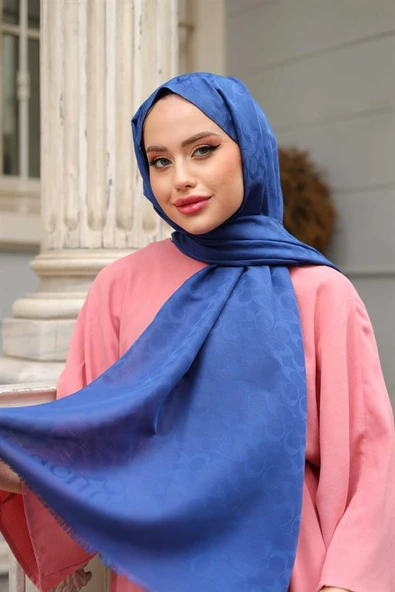 C Desen Şal Gece Mavi - 3