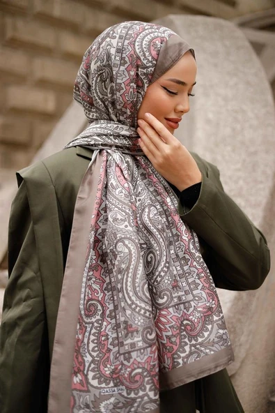 Etnik Desen Lotus Şal Vizon - 2