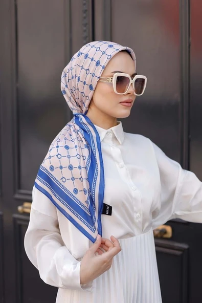 Q Serisi Eşarp Pudra Saks Mavi - 3