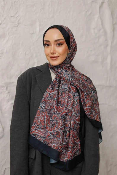 Etnik Desen Larisa Şal Kırmızı Siyah - Resim 3