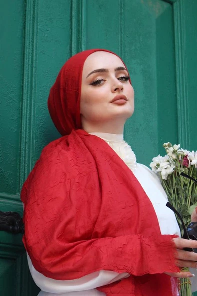 Bambu Kraş Şal Kırmızı 42 - Resim 3