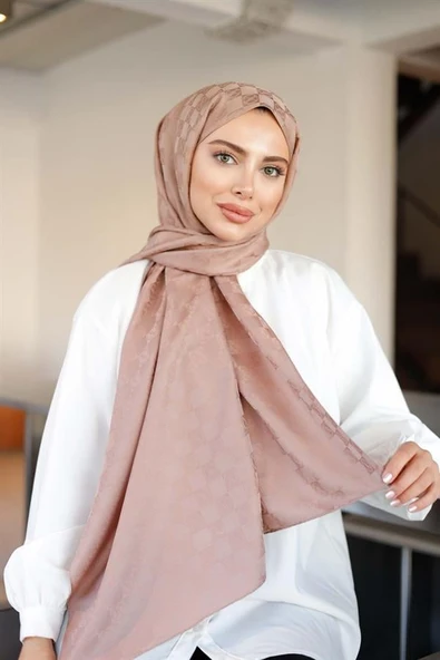 Dama Desen Şal Vizon - Resim 5