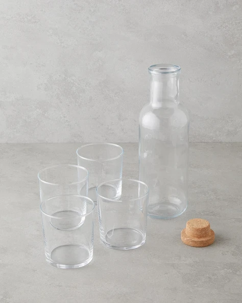 English Home Selly Cam 5 Parça Su Takımı 1000 ml + 380 ml Şeffaf - Resim 2