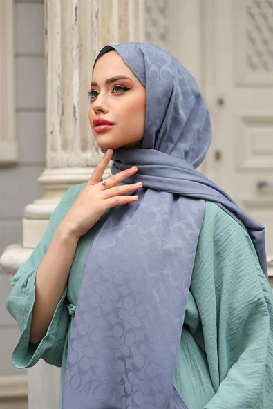 C Desen Şal Gri - Resim 4