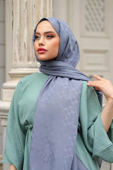 C Desen Şal Gri - Resim 3