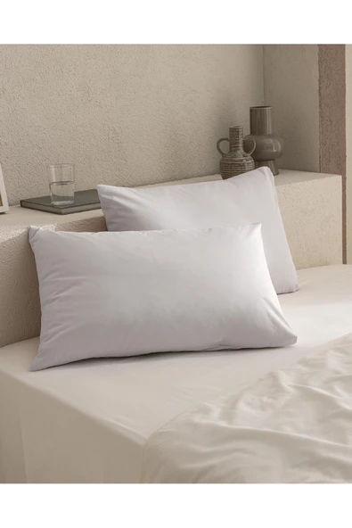 Manon %100 Pamuk Ranforce Düz 2'li Yastık Kılıfı Seti - Taş ürün görseli 1