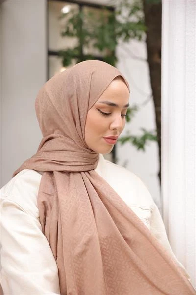 B Desen Şal Sütlü Kahve - Resim 4