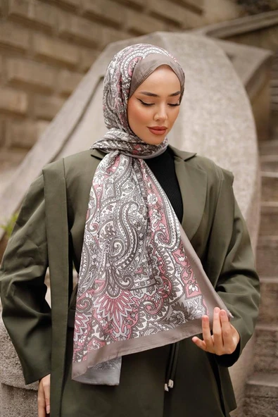 Etnik Desen Lotus Şal Vizon - 4