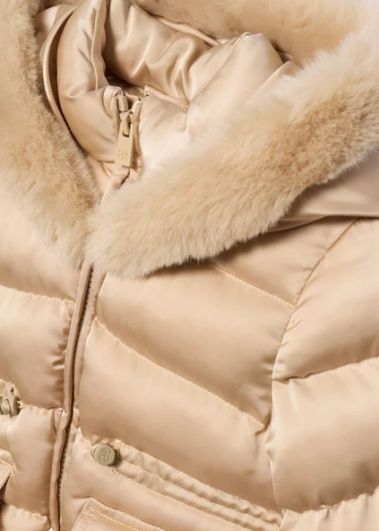 Mayoral Abel&Lula Kız Çocuk Kürk Kapşonlu Kısa Mont - Resim 4