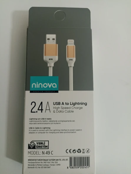 Ninova N41C 2.4A Usb A-Lightning Hızlı Şarj ve Data Kablosu - 2