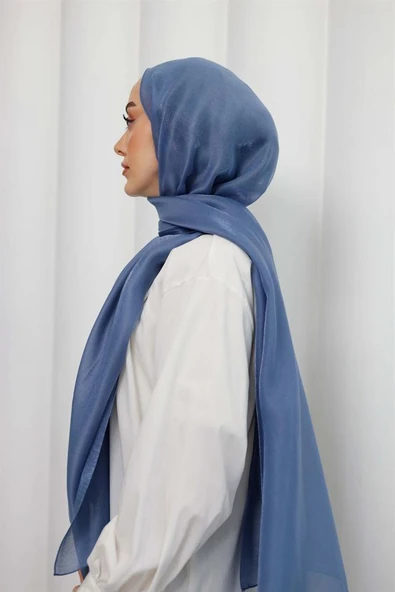 Abiye Şal Açık İndigo - Resim 4