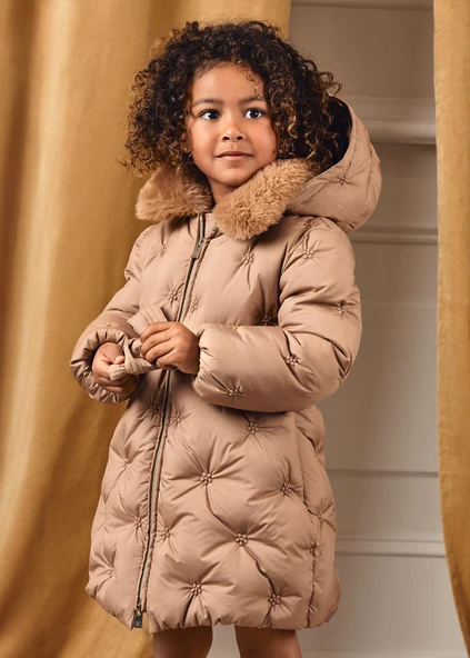 Mayoral Abel&Lula Kız Çocuk Kürk Kapşonlu Uzun Mıont - Resim 4